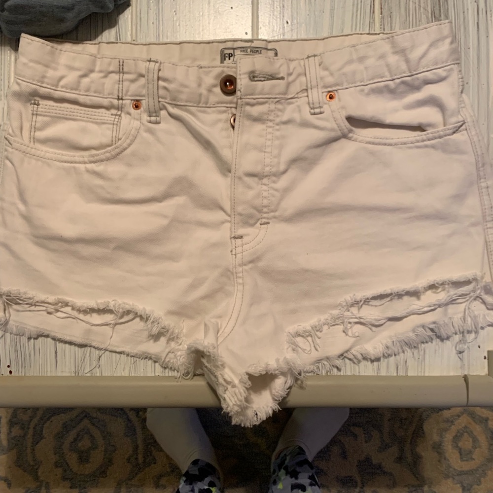 Free People Light White Jean Shorts, Size W 30